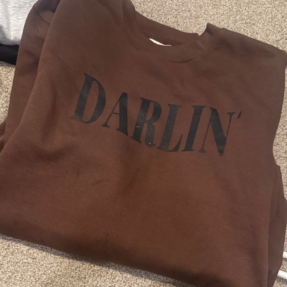 Darling Brown Crewneck Sweatshirt with Black Logo